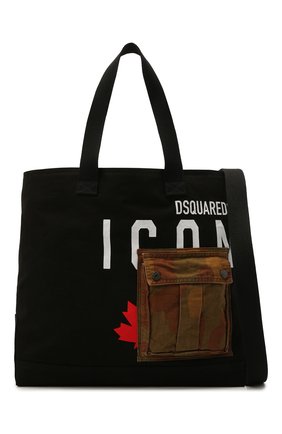 Мужская текстильная сумка-шопер DSQUARED2 черного цвета, арт. SPM0042 00300001 | Фото 1 (Ремень/цепочка: На ремешке; Материал: Текстиль; Размер: large)