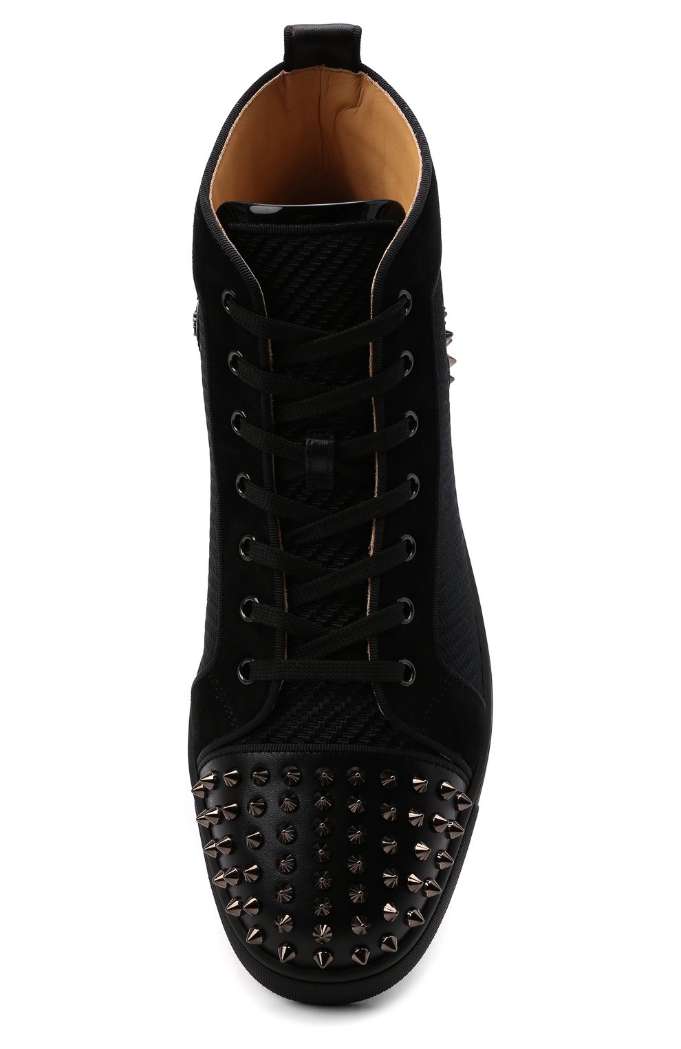 Мужские черные комбинированные кеды lou spikes 2 CHRISTIAN LOUBOUTIN купить  в интернет-магазине ЦУМ, арт. 3210374/L0U SPIKES 2 FLAT