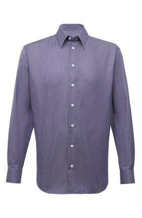 Мужская хлопковая сорочка GIORGIO ARMANI синего цвета по цене 42950 руб., арт. 1WGCCZ70/TZA15 | Фото 1 Мужская хлопковая сорочка GIORGIO ARMANI синего цвета, арт. 1WGCCZ70/TZA15 | Фото 1 (Длина (для топов): Стандартные; Материал внешний: Хлопок; Рукава: Длинные; Случай: Формальный; Принт: Полоска; Рубашки М: Regular Fit; Воротник: Кент; Стили: Классический; Манжеты: На пуговицах)
