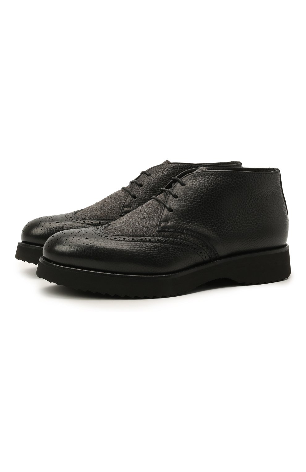 Мужские комбинированные ботинки DOUCAL'S черного цвета, арт. DU2888DAK0PT208NN00 | Фото 1 (Материал внешний: Текстиль, Кожа; Длина стельки: 28,8, 30, 30,6, 28,6, 29, 28; Мужское Кросс-КТ: Ботинки-обувь, Дезерты-обувь; Материал внутренний: Натуральная кожа, Текстиль; Материал утеплителя: Без утеплителя)