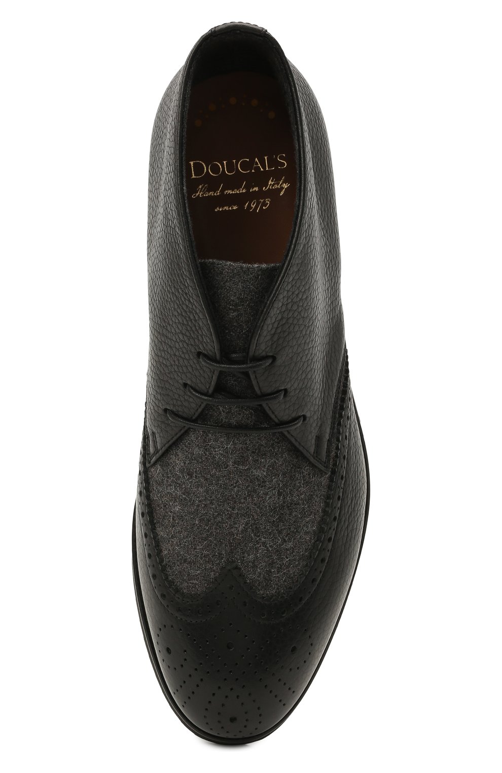 Мужские комбинированные ботинки DOUCAL'S черного цвета, арт. DU2888DAK0PT208NN00 | Фото 5 (Материал внешний: Текстиль, Кожа; Длина стельки: 28,8, 30, 30,6, 28,6, 29, 28; Мужское Кросс-КТ: Ботинки-обувь, Дезерты-обувь; Материал внутренний: Натуральная кожа, Текстиль; Материал утеплителя: Без утеплителя)