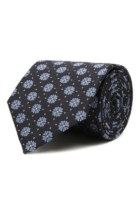 Мужской шелковый галстук ERMENEGILDO ZEGNA темно-синего цвета, арт. Z2D12T/18B | Фото 1 (Материал: Текстиль, Шелк; Принт: С принтом)