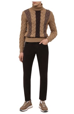 Мужские хлопковые брюки Z ZEGNA темно-коричневого цвета, арт. VY719/ZZ530 | Фото 2 (Материал внешний: Хлопок; Длина (брюки, джинсы): Стандартные; Случай: Повседневный; Стили: Кэжуэл)
