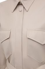 Женская рубашка из экокожи NANUSHKA кремвого цвета, арт. NW21CRSH02371 | Фото 5 (Рукава: Длинные; Стили: Гламурный; Принт: Без принта; Женское Кросс-КТ: Рубашка-одежда; Материал внешний: Синтетический материал; Длина (для топов): Удлиненные)