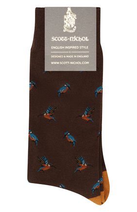 Мужские носки PANTHERELLA темно-коричневого цвета, арт. YS4068 | Фото 1 (Материал внешний: Синтетический материал, Хлопок; Кросс-КТ: бельё)