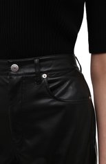 Женские брюки из экокожи NANUSHKA черного цвета, арт. NW20CRPA03599 | Фото 5 (Стили: Гламурный; Длина (брюки, джинсы): Стандартные; Женское Кросс-КТ: Брюки-одежда; Материал внешний: Синтетический материал; Силуэт Ж (брюки и джинсы): Прямые)