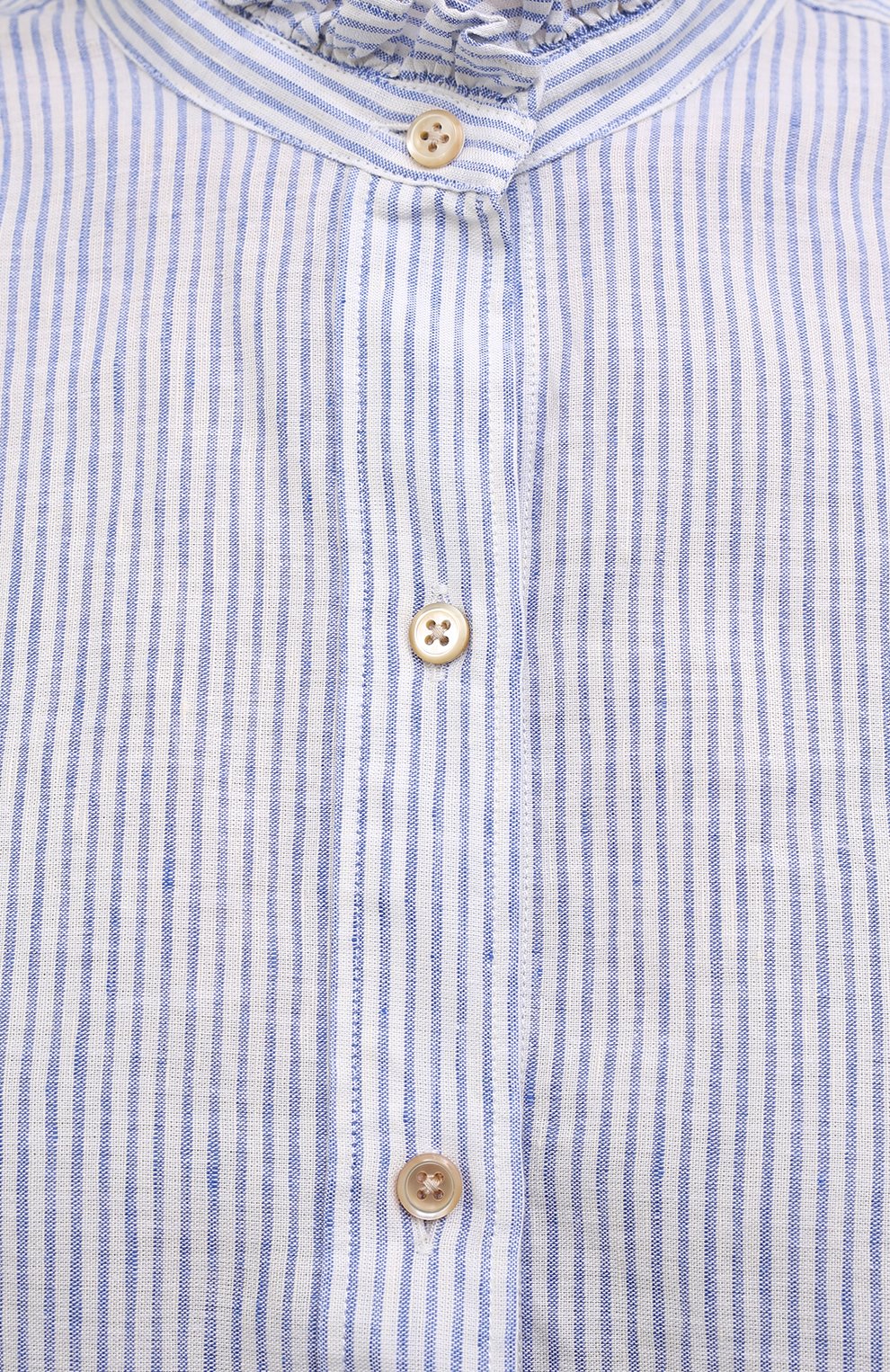 Женская рубашка из хлопка и льна ISABEL MARANT ETOILE голубого цвета, арт. CH0673-21A021E/SA0LI | Фото 5 (Рукава: Длинные; Принт: Полоска; Женское Кросс-КТ: Рубашка-одежда; Длина (для топов): Удлиненные; Материал внешний: Хлопок, Лен; Стили: Романтичный)