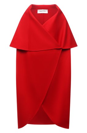 Женская шерстяная накидка VALENTINO красного цвета, арт. WB3CF0B015E | Фото 1 (Материал внешний: Шерсть; Стили: Гламурный; Длина (верхняя одежда): Длинные)