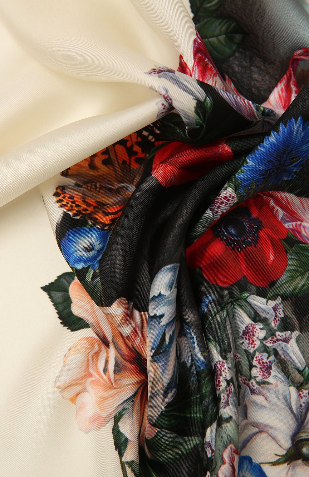Женский шелковый платок ALEXANDER MCQUEEN кремвого цвета, арт. 667076/3001Q | Фото 2 (Материал: Текстиль, Шелк; Принт: С принтом)