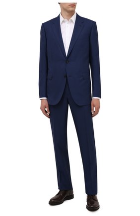 Мужской костюм из шерсти и шелка ERMENEGILDO ZEGNA синего цвета по цене 327500 руб., арт. 216502/221225 | Фото 1 Мужской костюм из шерсти и шелка ERMENEGILDO ZEGNA синего цвета, арт. 216502/221225 | Фото 1 (Материал внешний: Шерсть; Стили: Классический; Костюмы М: Однобортный; Рукава: Длинные; Материал подклада: Купро; Региональные ограничения белый список (Axapta Mercury): RU)