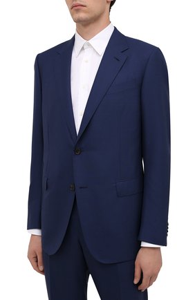 Мужской костюм из шерсти и шелка ERMENEGILDO ZEGNA синего цвета по цене 327500 руб., арт. 216502/221225 | Фото 2 Мужской костюм из шерсти и шелка ERMENEGILDO ZEGNA синего цвета, арт. 216502/221225 | Фото 2 (Материал внешний: Шерсть; Стили: Классический; Костюмы М: Однобортный; Рукава: Длинные; Материал подклада: Купро; Региональные ограничения белый список (Axapta Mercury): RU)