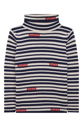 Детская шерстяная водолазка GUCCI синего цвета по цене 38600 руб., арт. 653628/XKBWL | Фото 1 Детская шерстяная водолазка GUCCI синего цвета, арт. 653628/XKBWL | Фото 1