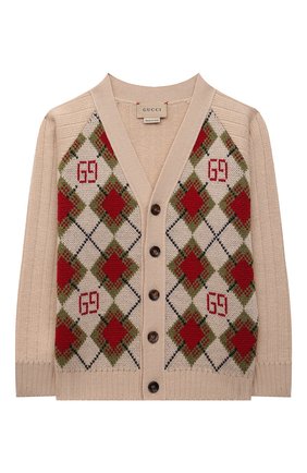 Детский шерстяной кардиган GUCCI бежевого цвета по цене 40950 руб., арт. 653620/XKBWI | Фото 1 Детский шерстяной кардиган GUCCI бежевого цвета, арт. 653620/XKBWI | Фото 1