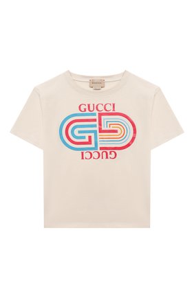 Детская хлопковая футболка GUCCI кремвого цвета по цене 16600 руб., арт. 575114/XJDK0 | Фото 1 Детская хлопковая футболка GUCCI кремвого цвета, арт. 575114/XJDK0 | Фото 1