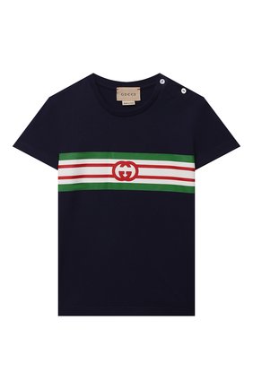 Детский хлопковая футболка GUCCI синего цвета по цене 15550 руб., арт. 548034/XJDKV | Фото 1 Детский хлопковая футболка GUCCI синего цвета, арт. 548034/XJDKV | Фото 1