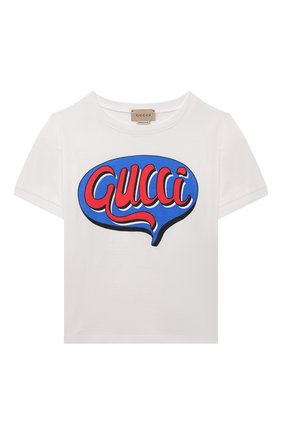Детская хлопковая футболка GUCCI белого цвета по цене 15550 руб., арт. 547865/XJDKS | Фото 1 Детская хлопковая футболка GUCCI белого цвета, арт. 547865/XJDKS | Фото 1