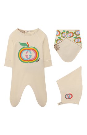 Детского комплект из трех предметов GUCCI кремвого цвета по цене 38100 руб., арт. 663519/XJDNR | Фото 1 Детского комплект из трех предметов GUCCI кремвого цвета, арт. 663519/XJDNR | Фото 1