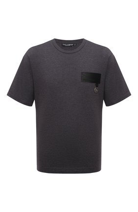 Мужская хлопковая футболка DOLCE & GABBANA темно-серого цвета по цене 37750 руб., арт. G8NC5Z/G7A2H | Фото 1 Мужская хлопковая футболка DOLCE & GABBANA темно-серого цвета, арт. G8NC5Z/G7A2H | Фото 1