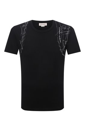 Мужская хлопковая футболка ALEXANDER MCQUEEN черного цвета по цене 32700 руб., арт. 666622/QRZ6A | Фото 1 Мужская хлопковая футболка ALEXANDER MCQUEEN черного цвета, арт. 666622/QRZ6A | Фото 1 (Материал внешний: Хлопок; Длина (для топов): Стандартные; Рукава: Короткие; Стили: Кэжуэл; Принт: С принтом)