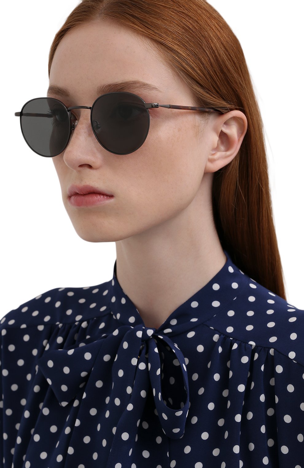 Женские солнцезащитные очки LORO PIANA серого цвета, арт. FAI4924 | Фото 2 (Тип очков: С/з; Очки форма: Круглые)