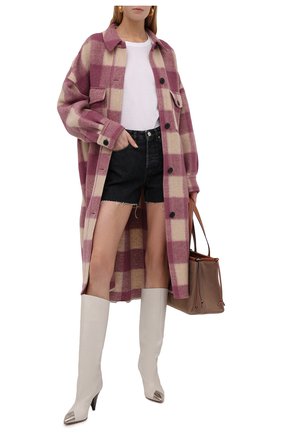 Женское пальто ISABEL MARANT ETOILE розового цвета, арт. MA0985-21A009E/F0NTIZI | Фото 2 (Материал внешний: Синтетический материал; Стили: Кэжуэл; Материал подклада: Хлопок; Рукава: Длинные; 1-2-бортные: Однобортные; Длина (верхняя одежда): Длинные)
