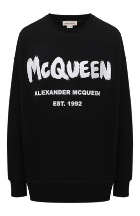 Женский хлопковый свитшот ALEXANDER MCQUEEN черного цвета по цене 43150 руб., арт. 659975/QZADI | Фото 1 Женский хлопковый свитшот ALEXANDER MCQUEEN черного цвета, арт. 659975/QZADI | Фото 1 (Длина (для топов): Стандартные; Материал внешний: Хлопок; Женское Кросс-КТ: Свитшот-одежда; Стили: Спорт-шик; Рукава: Длинные)