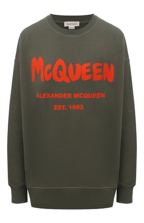 Женский хлопковый свитшот ALEXANDER MCQUEEN хаки цвета по цене 43150 руб., арт. 659975/QZADI | Фото 1 Женский хлопковый свитшот ALEXANDER MCQUEEN хаки цвета, арт. 659975/QZADI | Фото 1 (Длина (для топов): Стандартные; Материал внешний: Хлопок; Женское Кросс-КТ: Свитшот-одежда; Рукава: Длинные; Стили: Спорт-шик)
