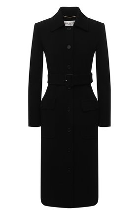 Женское шерстяное пальто SAINT LAURENT черного цвета по цене 229000 руб., арт. 658324/Y288V | Фото 1 Женское шерстяное пальто SAINT LAURENT черного цвета, арт. 658324/Y288V | Фото 1 (Материал внешний: Шерсть; Стили: Кэжуэл; Рукава: Длинные; 1-2-бортные: Однобортные; Материал подклада: Шелк; Длина (верхняя одежда): Длинные)