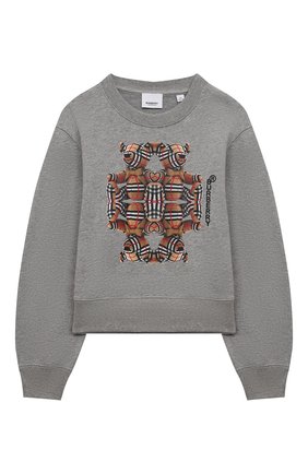 Детский хлопковый свитшот BURBERRY серого цвета по цене 25150 руб., арт. 8041214 | Фото 1 Детский хлопковый свитшот BURBERRY серого цвета, арт. 8041214 | Фото 1