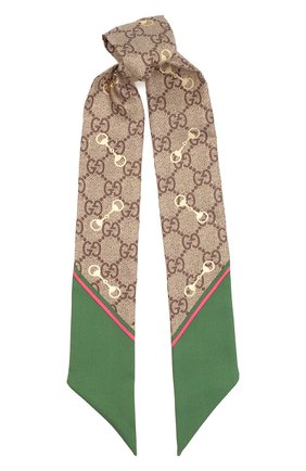 Женский шелковый платок GUCCI зеленого цвета по цене 17300 руб., арт. 663719/3G001 | Фото 1 Женский шелковый платок GUCCI зеленого цвета, арт. 663719/3G001 | Фото 1
