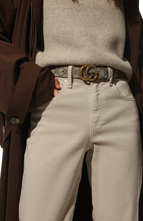 Женский ремень GUCCI бежевого цвета по цене 40600 руб., арт. 659417/92TIC | Фото 2 Женский ремень GUCCI бежевого цвета, арт. 659417/92TIC | Фото 2 (Материал: Текстиль, Синтетический материал, Пластик)
