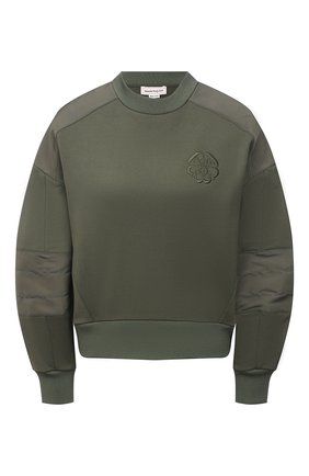 Женский хлопковый свитшот ALEXANDER MCQUEEN хаки цвета по цене 75400 руб., арт. 662637/QLABG | Фото 1 Женский хлопковый свитшот ALEXANDER MCQUEEN хаки цвета, арт. 662637/QLABG | Фото 1 (Материал внешний: Хлопок; Длина (для топов): Стандартные; Рукава: Длинные; Стили: Спорт-шик; Женское Кросс-КТ: Свитшот-одежда)