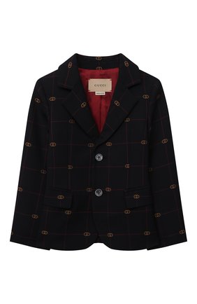 Детский пиджак из шерсти и хлопка GUCCI темно-синего цвета по цене 92300 руб., арт. 660169/XWA0Q | Фото 1 Детский пиджак из шерсти и хлопка GUCCI темно-синего цвета, арт. 660169/XWA0Q | Фото 1