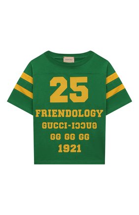 Детская хлопковая футболка GUCCI зеленого цвета по цене 24100 руб., арт. 661143/XJDMC | Фото 1 Детская хлопковая футболка GUCCI зеленого цвета, арт. 661143/XJDMC | Фото 1