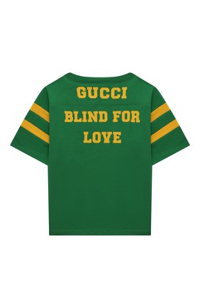 Детская хлопковая футболка GUCCI зеленого цвета по цене 24100 руб., арт. 661143/XJDMC | Фото 2 Детская хлопковая футболка GUCCI зеленого цвета, арт. 661143/XJDMC | Фото 2