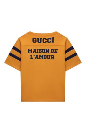 Детская хлопковая футболка GUCCI оранжевого цвета по цене 24100 руб., арт. 661143/XJDKW | Фото 2 Детская хлопковая футболка GUCCI оранжевого цвета, арт. 661143/XJDKW | Фото 2
