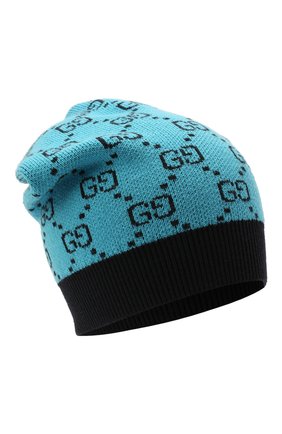 Мужская шапка из шерсти и хлопка GUCCI бирюзового цвета по цене 25350 руб., арт. 664983/3GF10 | Фото 1 Мужская шапка из шерсти и хлопка GUCCI бирюзового цвета, арт. 664983/3GF10 | Фото 1