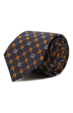 Мужской шелковый галстук GUCCI темно-синего цвета по цене 17500 руб., арт. 658242/4E002 | Фото 1 Мужской шелковый галстук GUCCI темно-синего цвета, арт. 658242/4E002 | Фото 1 (Материал: Текстиль, Шелк; Принт: С принтом)