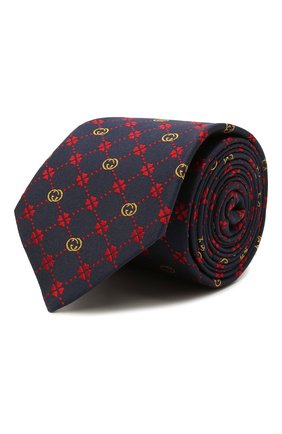 Мужской шелковый галстук GUCCI темно-синего цвета по цене 19000 руб., арт. 658242/4E002 | Фото 1 Мужской шелковый галстук GUCCI темно-синего цвета, арт. 658242/4E002 | Фото 1
