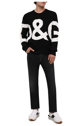 Мужской шерстяной свитер DOLCE & GABBANA черного цвета, арт. GXG69T/JBVD8 | Фото 2 (Материал внешний: Шерсть; Длина (для топов): Стандартные; Рукава: Длинные; Стили: Кэжуэл; Мужское Кросс-КТ: Свитер-одежда; Принт: С принтом)