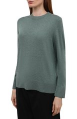 Женский хлопковый пуловер BOSS зеленого цвета, арт. 50436149 | Фото 3 (Рукава: Длинные; Длина (для топов): Стандартные; Материал внешний: Хлопок; Женское Кросс-КТ: Пуловер-одежда; Стили: Кэжуэл)