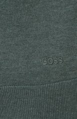Женский хлопковый пуловер BOSS зеленого цвета, арт. 50436149 | Фото 5 (Рукава: Длинные; Длина (для топов): Стандартные; Материал внешний: Хлопок; Женское Кросс-КТ: Пуловер-одежда; Стили: Кэжуэл)