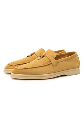 Женские замшевые лоферы summer charms walk LORO PIANA желтого цвета по цене 56650 руб., арт. FAE5444 | Фото 1 Женские замшевые лоферы summer charms walk LORO PIANA желтого цвета, арт. FAE5444 | Фото 1