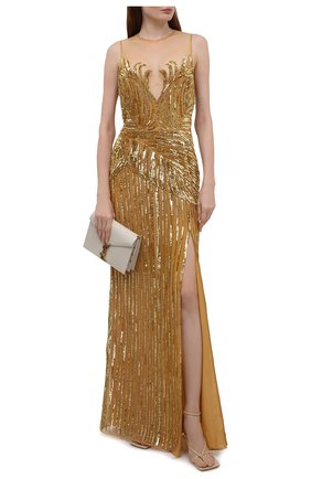 Женское платье с пайетками ZUHAIR MURAD золотого цвета по цене 699000 руб., арт. DRS21018/EMCA001 | Фото 2 Женское платье с пайетками ZUHAIR MURAD золотого цвета, арт. DRS21018/EMCA001 | Фото 2 (Материал внешний: Синтетический материал; Женское Кросс-КТ: Платье-одежда; Материал подклада: Шелк; Длина Ж (юбки, платья, шорты): Макси; Случай: Вечерний; Стили: Гламурный)