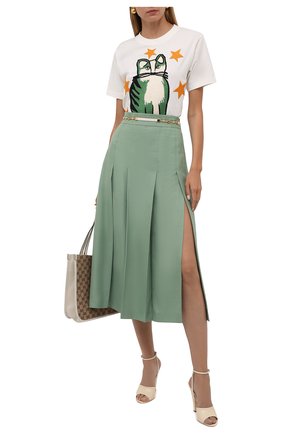 Женская юбка из вискозы и льна GUCCI зеленого цвета по цене 129200 руб., арт. 652132/Z8A0D | Фото 2 Женская юбка из вискозы и льна GUCCI зеленого цвета, арт. 652132/Z8A0D | Фото 2 (Длина Ж (юбки, платья, шорты): Миди; Женское Кросс-КТ: Юбка-одежда; Стили: Гламурный; Материал внешний: Вискоза)