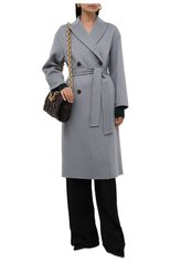 Женское кашемировое пальто BRUNELLO CUCINELLI голубого цвета, арт. MD5039681 | Фото 2 (Материал внешний: Шерсть, Кашемир; Рукава: Длинные; Длина (верхняя одежда): Длинные; 1-2-бортные: Двубортные; Стили: Кэжуэл)