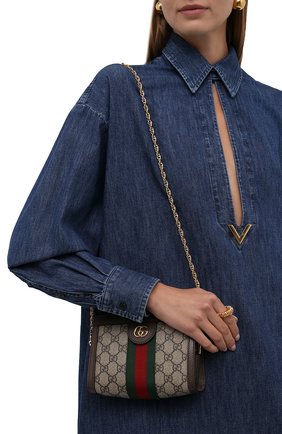 Женская сумка ophidia GUCCI бежевого цвета по цене 115800 руб., арт. 602676/K05NB | Фото 2 Женская сумка ophidia GUCCI бежевого цвета, арт. 602676/K05NB | Фото 2 (Материал: Экокожа, Текстиль; Сумки-технические: Сумки через плечо; Ремень/цепочка: На ремешке; Размер: mini)