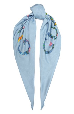 Женская шаль GUCCI синего цвета по цене 41850 руб., арт. 663676/3GACU | Фото 1 Женская шаль GUCCI синего цвета, арт. 663676/3GACU | Фото 1
