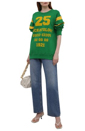 Женский хлопковый свитшот GUCCI зеленого цвета по цене 78800 руб., арт. 662081/XJDJD | Фото 2 Женский хлопковый свитшот GUCCI зеленого цвета, арт. 662081/XJDJD | Фото 2 (Материал внешний: Хлопок; Длина (для топов): Стандартные; Рукава: Длинные; Женское Кросс-КТ: Свитшот-одежда; Стили: Спорт-шик)