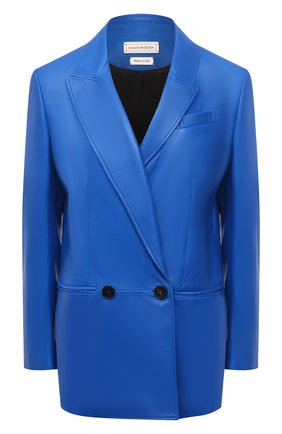 Женский кожаный жакет ALEXANDER MCQUEEN синего цвета по цене 388500 руб., арт. 668435/Q5AGG | Фото 1 Женский кожаный жакет ALEXANDER MCQUEEN синего цвета, арт. 668435/Q5AGG | Фото 1